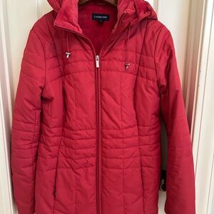 Lands’ End Red Hooded Insulated Puffer Coat – Women’s Small
